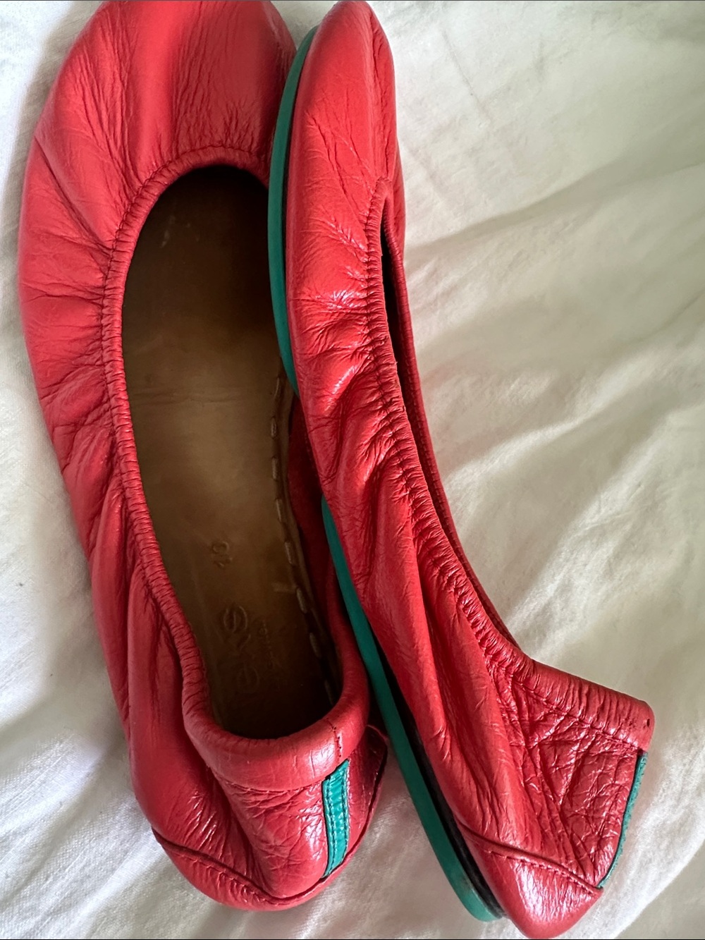 Tieks Red Leather Ballet Flats size 10 - Picture 5 of 8